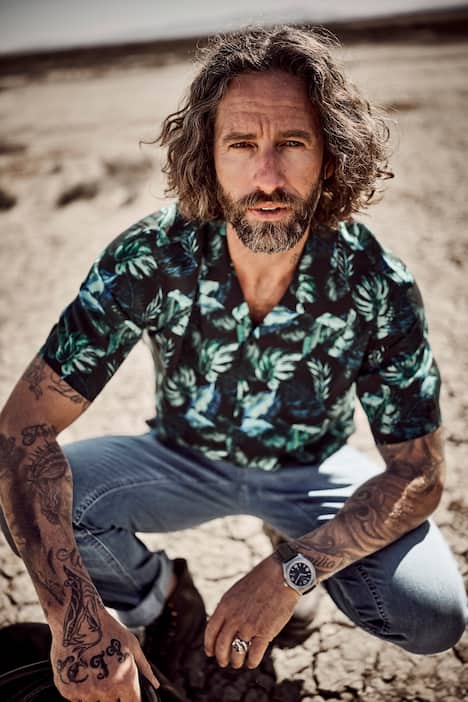 JP1880 Skjorte, korte ærmer, Cuba-krave, blomstret print, Cuba Fit, op til 8XL