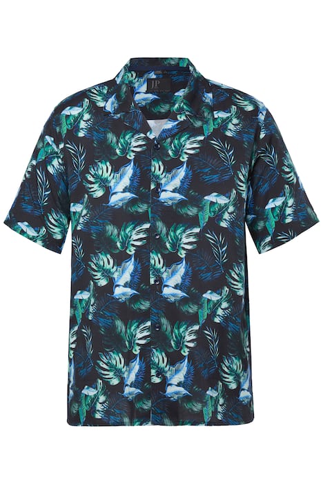 Košile JP1880, krátké rukávy, Cuba límeček, květovaný potisk, Cuba střih, do 8XL