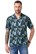 Košile JP1880, krátké rukávy, Cuba límeček, květovaný potisk, Cuba střih, do 8XL