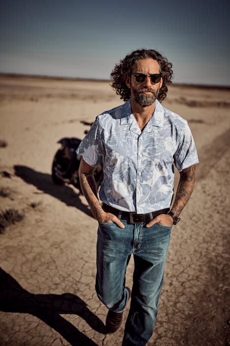 JP1880 Skjorte, korte ærmer, Cuba-krave, blomstret print, Cuba Fit, op til 8XL