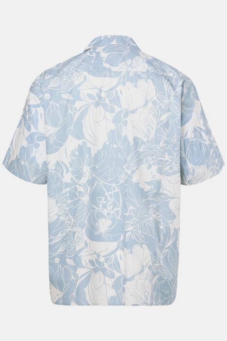 JP1880 Skjorte, korte ærmer, Cuba-krave, blomstret print, Cuba Fit, op til 8XL