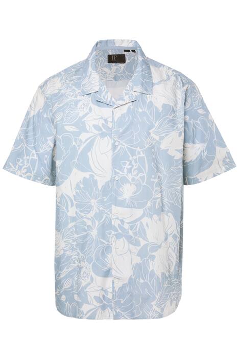 Košile JP1880, krátké rukávy, Cuba límeček, květovaný potisk, Cuba střih, do 8XL