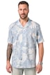 Košile JP1880, krátké rukávy, Cuba límeček, květovaný potisk, Cuba střih, do 8XL