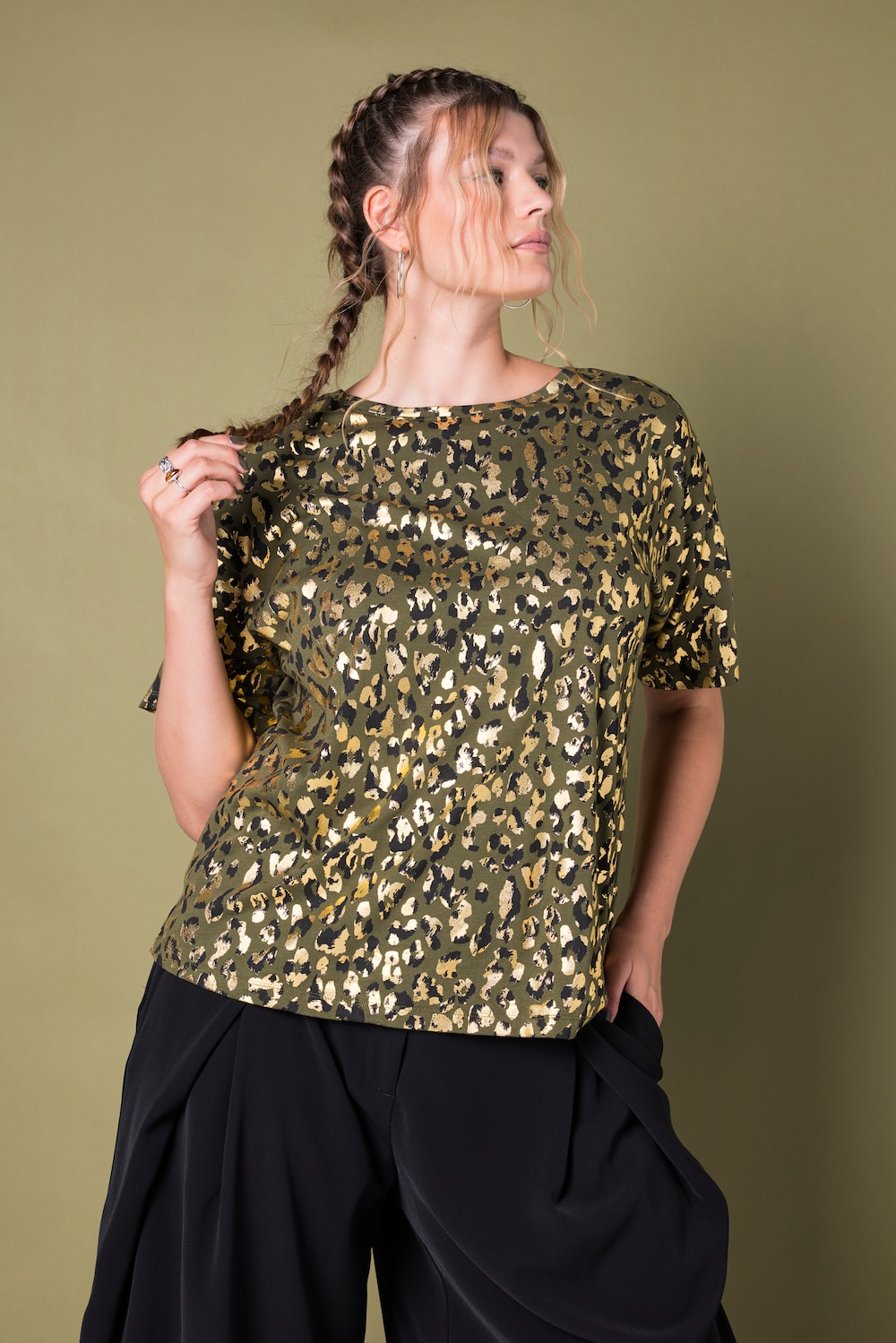 T-shirt, Zilveren Dierenprint, Halflange mouwen