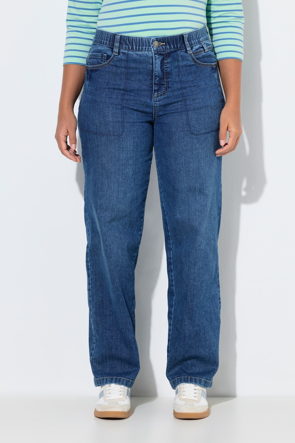 Große Größen Wid-Leg-Jeans, Damen, blau, Größe: 50, Baumwolle, LAURASON