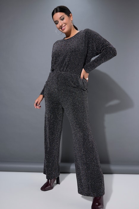 Tuta dal taglio oversize con effetto glitter e taglio della gamba ampio