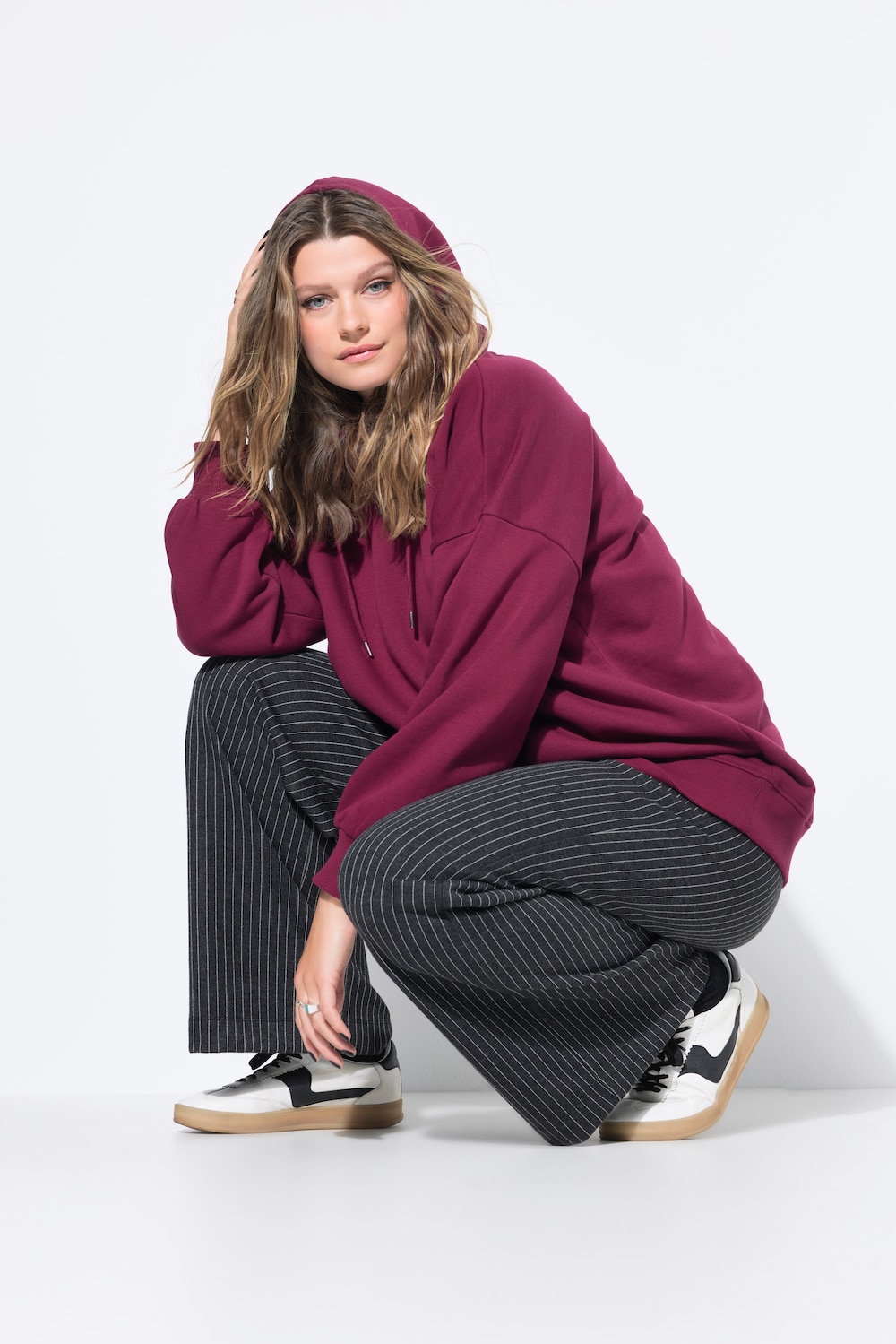Große Größen Hoodie, Damen, rot, Größe: 46/48, Baumwolle/Polyester, Studio Untold
