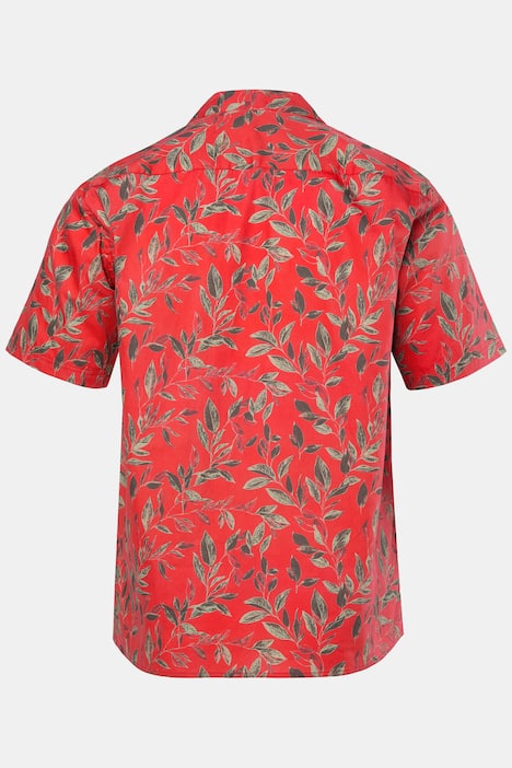 JP1880 Skjorte, korte ærmer, Cuba-krave, blomstret print, Cuba Fit, op til 8XL