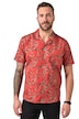 Košile JP1880, krátké rukávy, Cuba límeček, květovaný potisk, Cuba střih, do 8XL