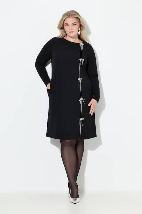 Kleid, A-Linie, Krepp Zierschleifen