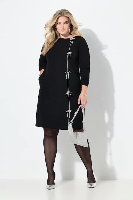 Kleid, A-Linie, Krepp Zierschleifen