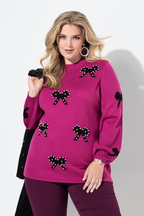 Pullover, Regular Fit, Schleifen mit Zierperlen