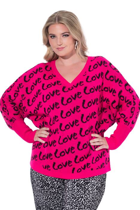 Svetr, pončo střih, nápisy LOVE