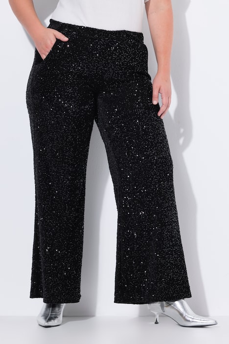 Pantaloni dal taglio dritto in velluto con paillettes