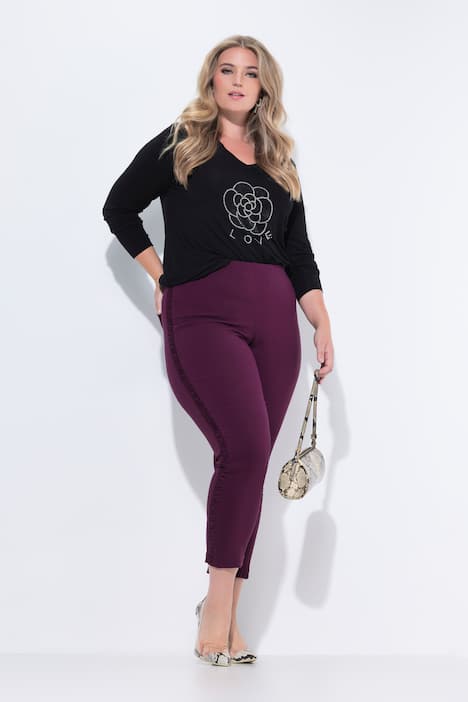 Bengalin-Hose, Slim Fit, seitliche Rüschenstreifen
