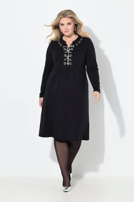Jerseykleid, A-Linie, Zierösen mit Schnürung