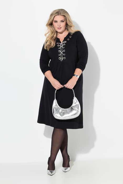 Jerseykleid, A-Linie, Zierösen mit Schnürung