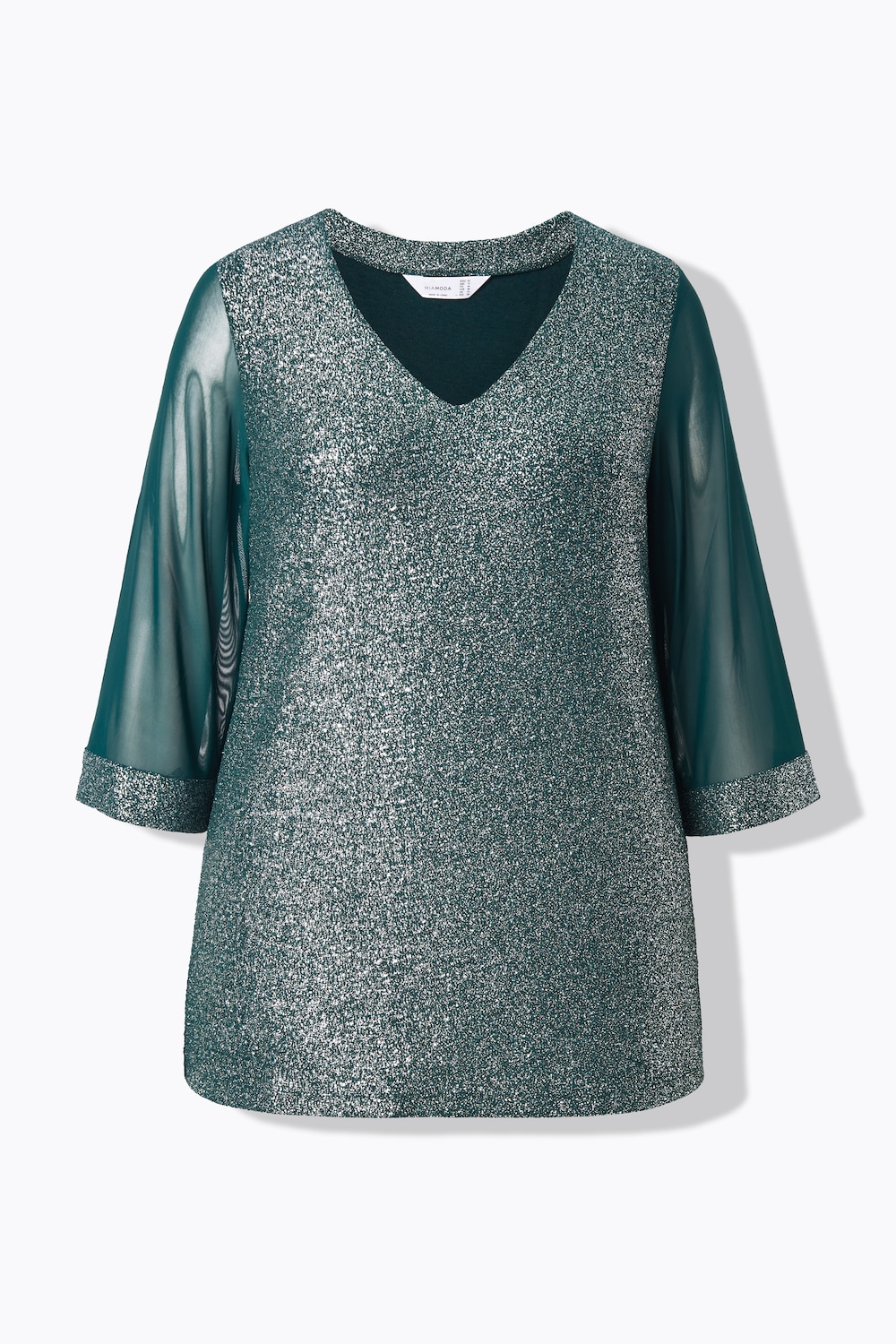 Stora storlekar T-shirt, Dam, turkos, storlek: 42, Polyester, Mia Moda