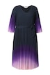 Plisované midi šaty, A střih, barevný přechod, 3/4 rukávy