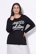Langarmshirt, A-Linie, Glitzer-Schriftzug