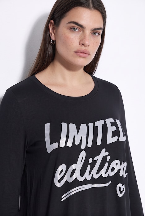 Langarmshirt, A-Linie, Glitzer-Schriftzug