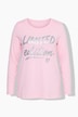 Langarmshirt, A-Linie, Glitzer-Schriftzug