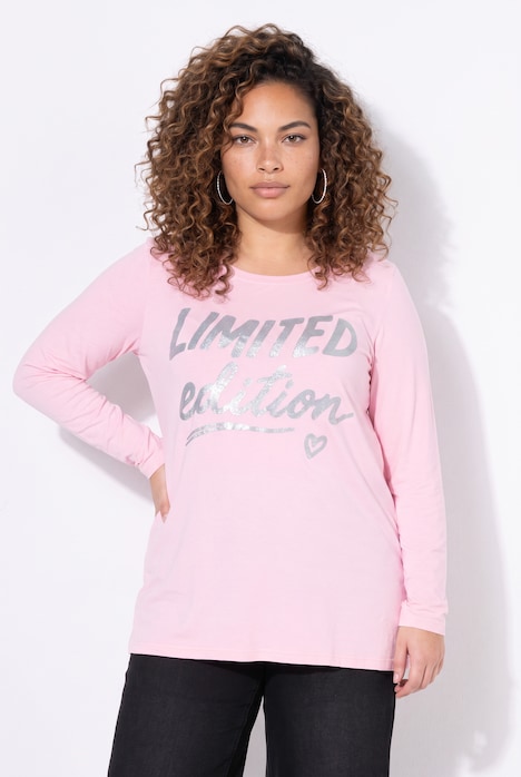 Langarmshirt, A-Linie, Glitzer-Schriftzug