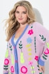 Strickjacke, loose Classic Fit, Blumen-Stickerei