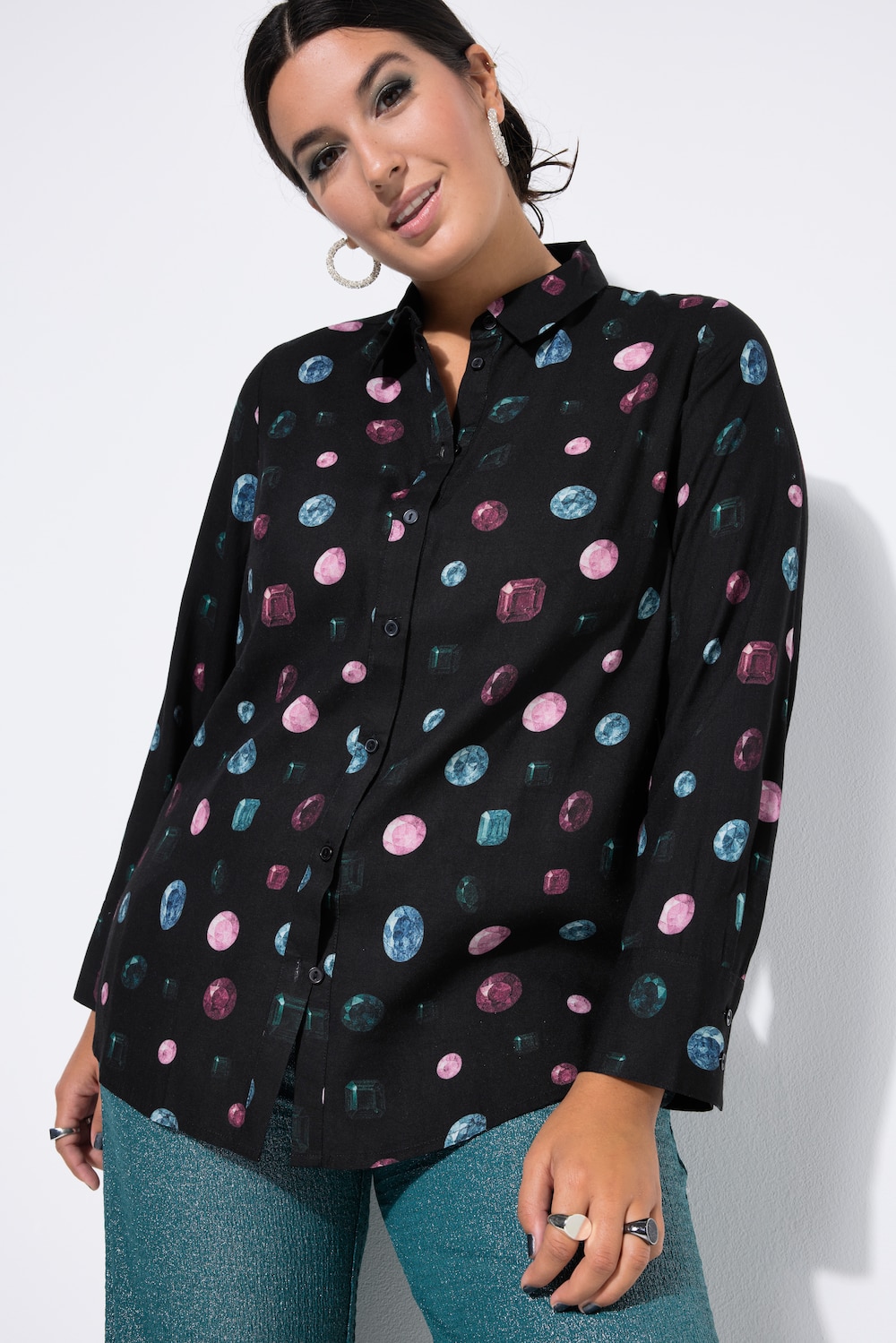 Große Größen Hemdbluse, Damen, schwarz, Größe: 54/56, Viskose, Studio Untold