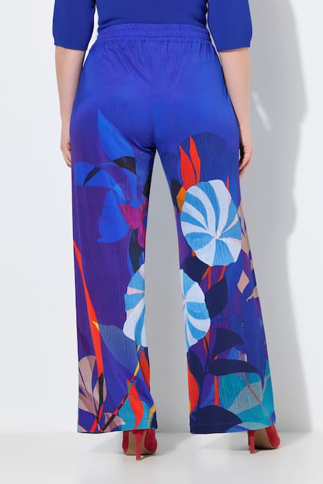 Slinky-Piqué-Hose, Blüten, weites Bein, Elastikbund