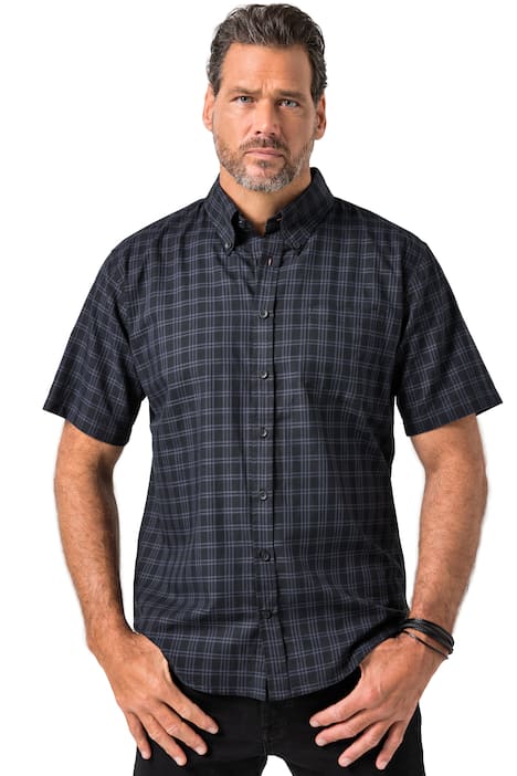 Kostkovaná košile JP1880, krátké rukávy, límeček s knoflíky, Modern střih, do 8XL