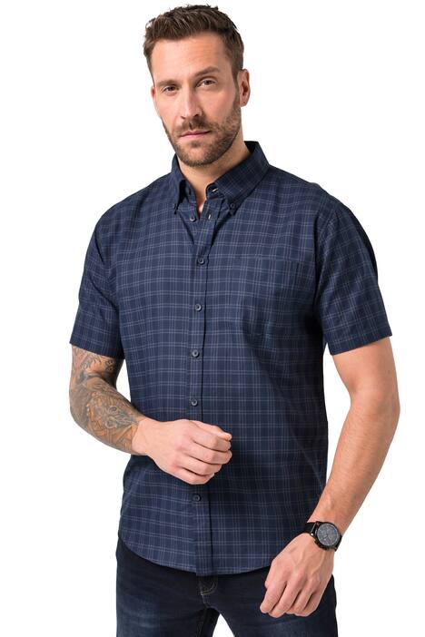 Kostkovaná košile JP1880, krátké rukávy, límeček s knoflíky, Modern střih, do 8XL