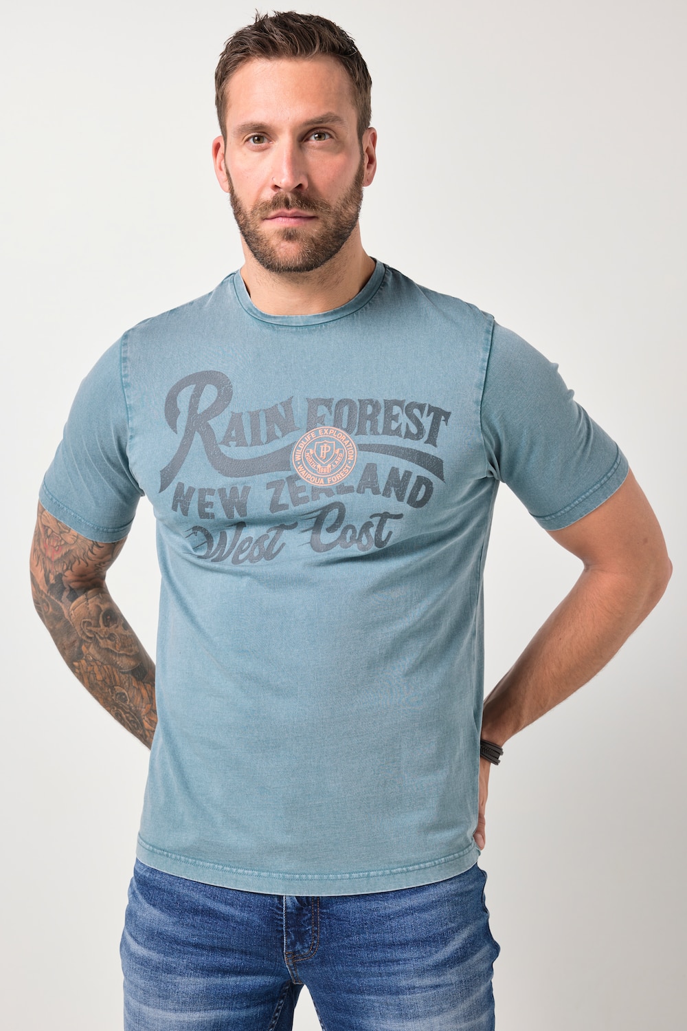 JP1880 T-Shirt, Halbarm, Print, Vintage Look, bis 8XL