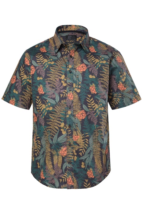 Košile JP1880, krátké rukávy, květovaný vzor, Kent límeček, Modern střih, do 8XL
