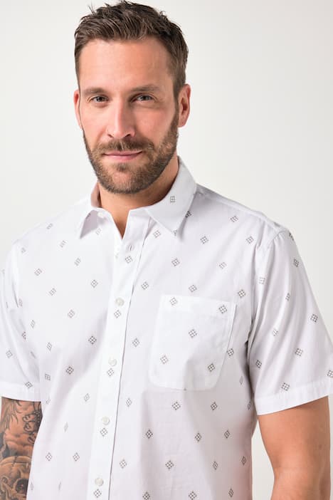 JP1880 overhemd, korte mouwen, all-over print, kentkraag, Modern Fit, tot 8XL