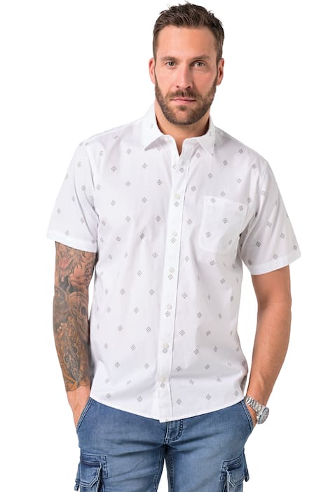 Košile JP1880, krátké rukávy, plošný potisk, Kent límeček, Modern střih, do 8XL