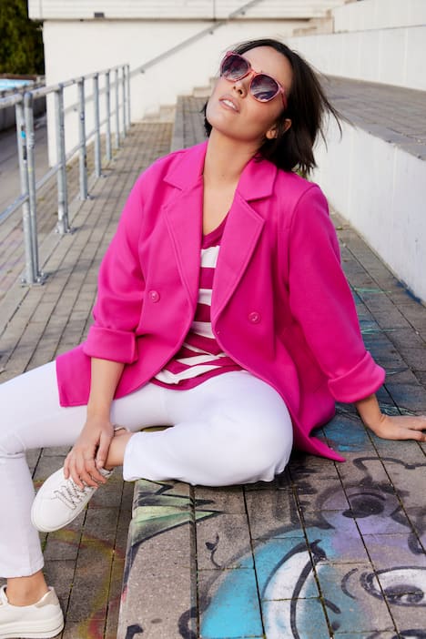 Caban jas van fleece, A-lijn, reverskraag, lange mouwen