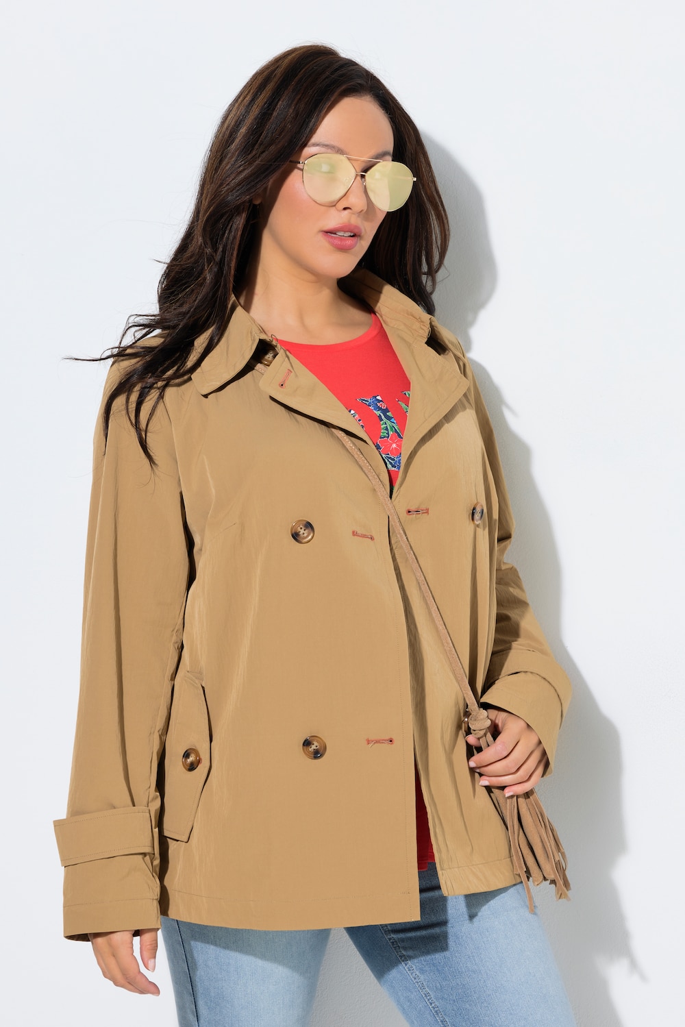 HYPRAR, kort trenchcoat, A-form, vandafvisende