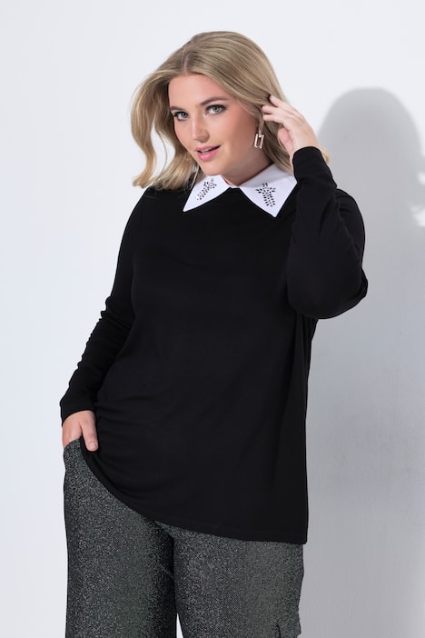 Maglione dal taglio svasato con collo da camicia staccabile