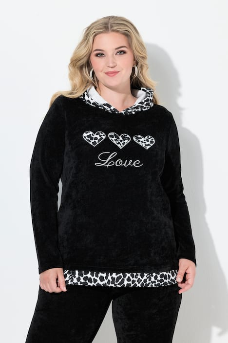 Hoodie, Kapuzensweater, Flausch-Sweat, Leo-Details