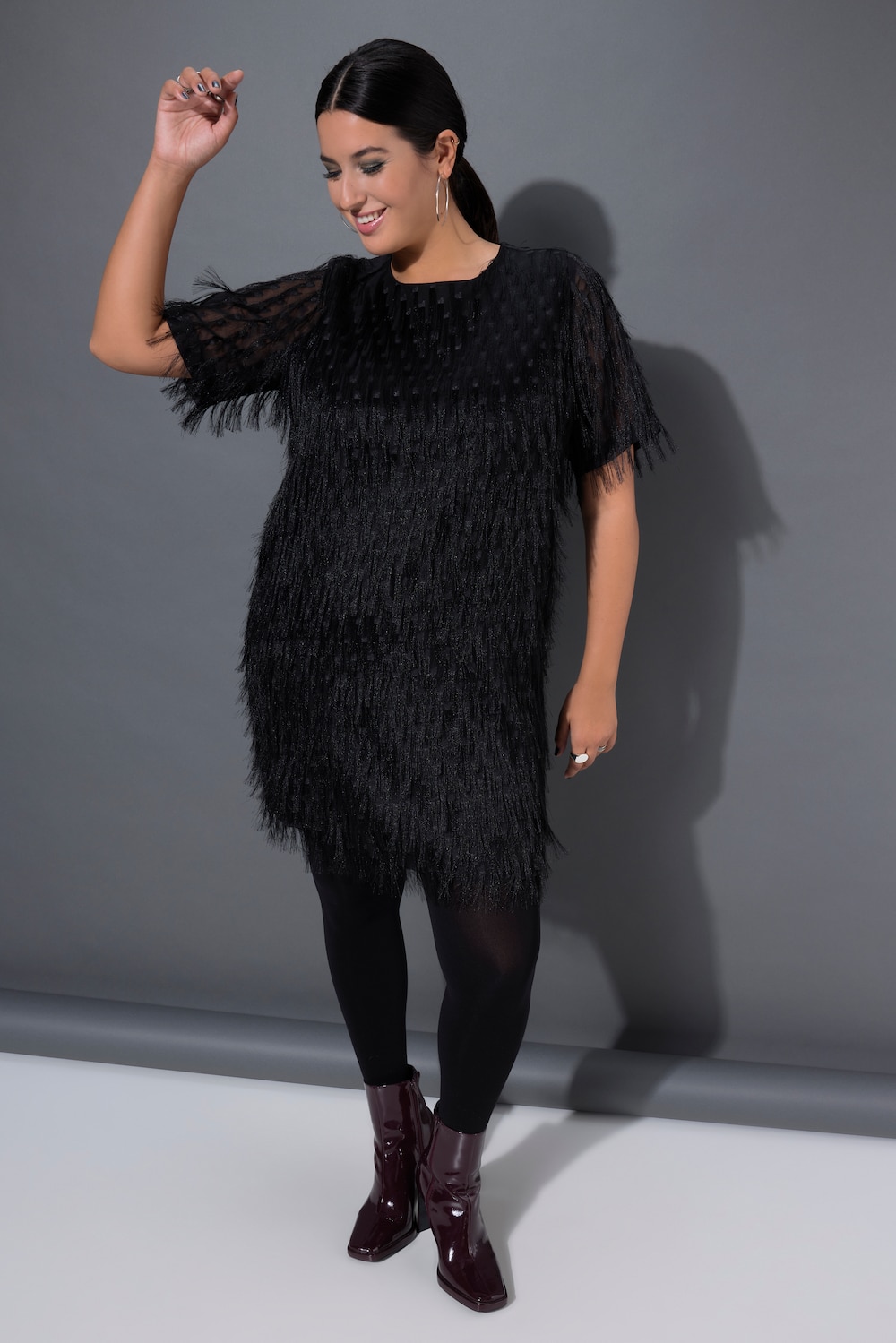 Große Größen Minikleid, Damen, schwarz, Größe: 42/44, Polyester, Studio Untold