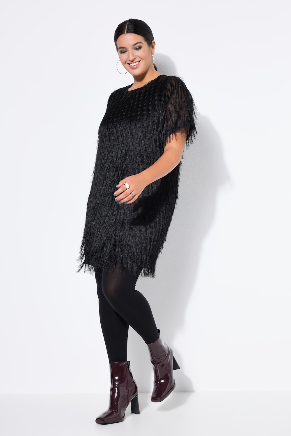 Minikleid, Straight Loose Shape, Fransen