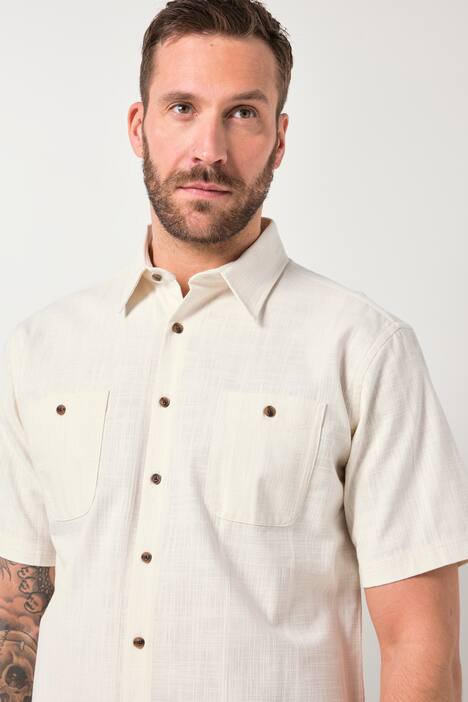 JP1880 overhemd, korte mouwen, structuur, kentkraag, Modern Fit, tot 8XL