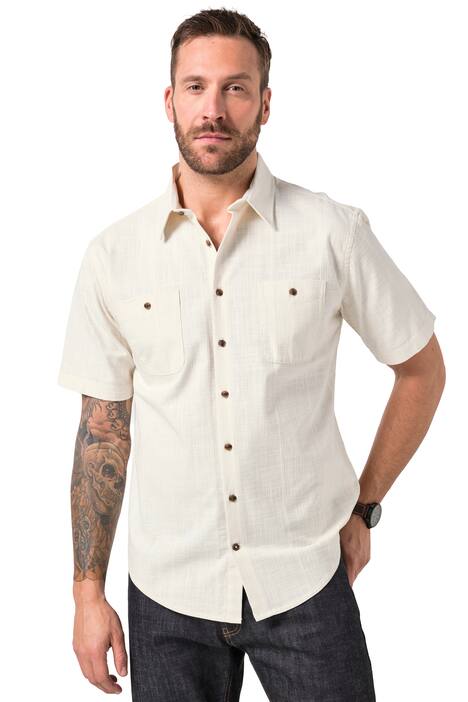 Košile JP1880, krátké rukávy, strukturovaná, Kent límeček, Modern střih, do 8XL