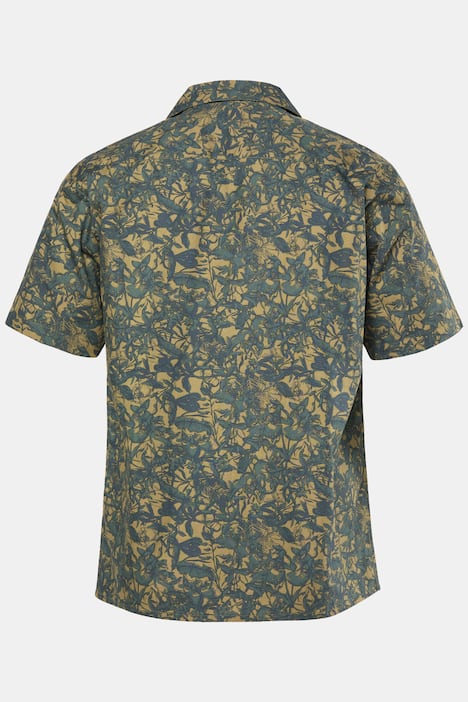 JP1880 Skjorte, korte ærmer, Cuba-krave, blomstret print, Cuba Fit, op til 8XL