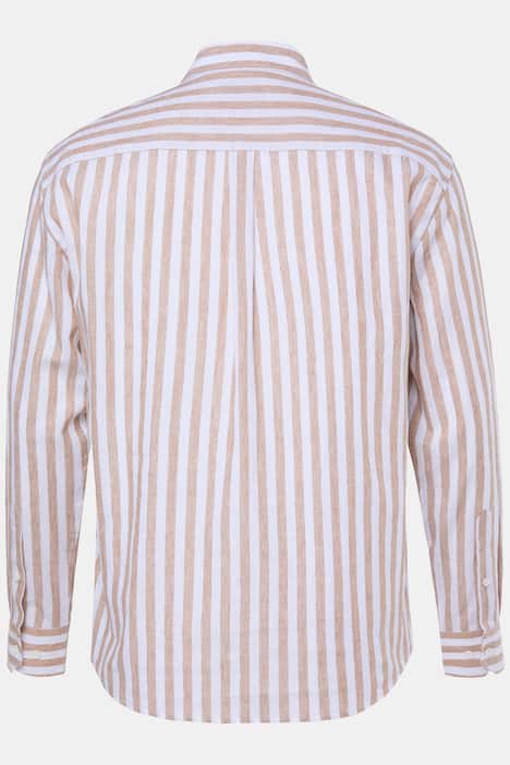 Chemise JP 1880 en lin mélangé à rayures, manches longues et col à pointes boutonnées, coupe Modern Fit - jusqu'au 8 XL