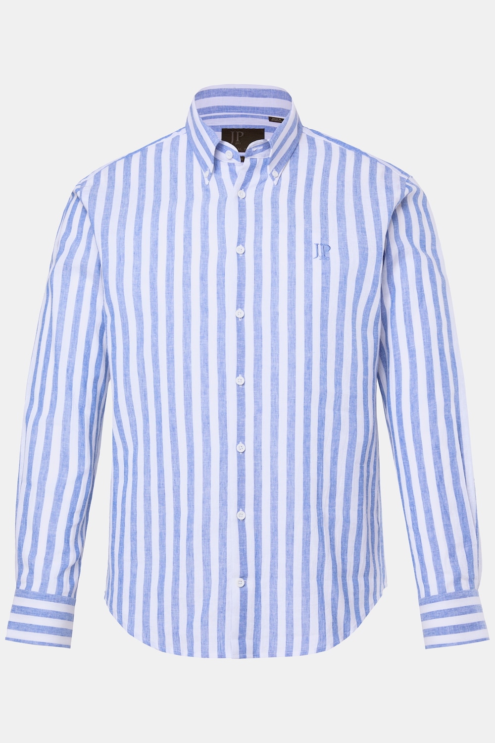 Chemise JP 1880 en lin mélangé à rayures, manches longues et col à pointes boutonnées, coupe Modern Fit - jusqu'au 8 XL