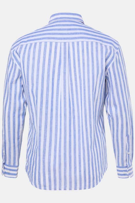 Chemise JP 1880 en lin mélangé à rayures, manches longues et col à pointes boutonnées, coupe Modern Fit - jusqu'au 8 XL