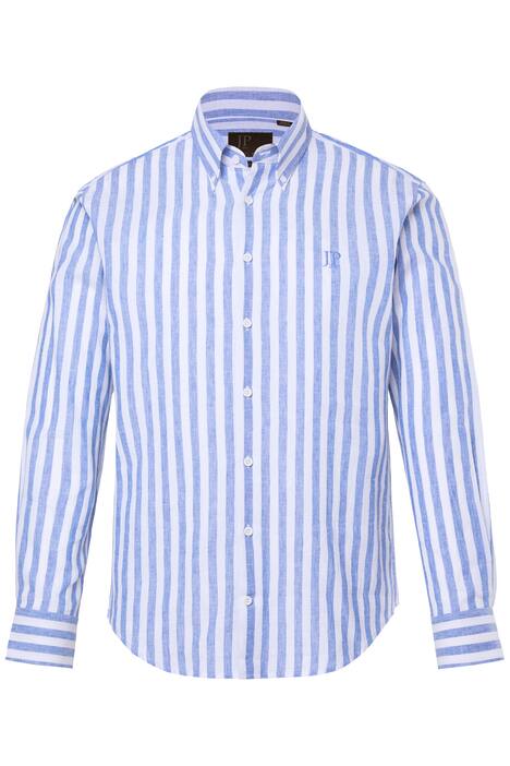 Pruhovaná košile JP1880, len, dlouhé rukávy, límeček s knoflíky, Modern střih, do 8XL