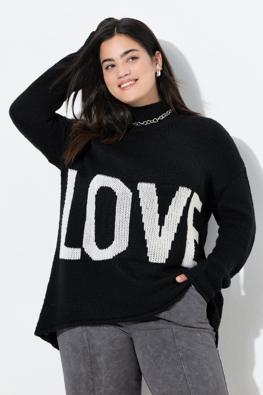Pullover, A-Linie, LOVE-Schriftzug